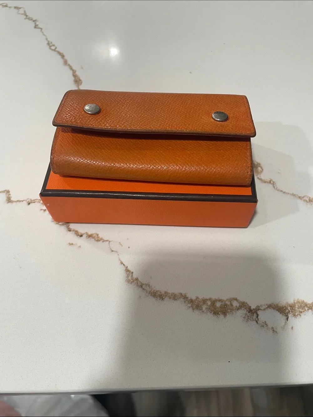 💯% AUTHENTIC HERMES 4 Ring KEY HOLDER W/BOX- Orange color